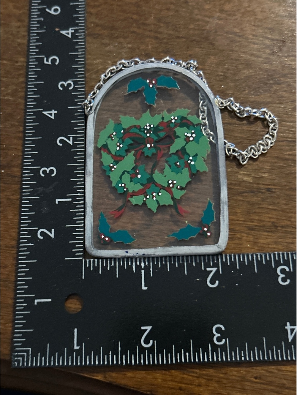 Vintage Christmas Hanging Decoration with Holly Wreath Design